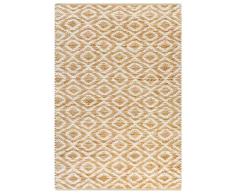 vidaXL 133210 Teppich Handgewebt Jute Stoff 160x230cm Läufer Webteppich Wohnzimmer, Gewebe, Naturfarben und Weiß, Größe: 160 x 230 cm (B x L)