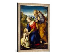 Gerahmtes Bild von Raffael Die heilige Familie mit dem Lamm, Kunstdruck im hochwertigen handgefertigten Bilder-Rahmen, 50x70 cm, Silber Raya