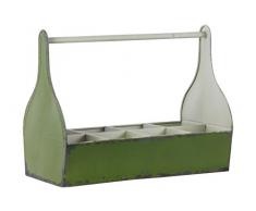 Urban Trends Metall Tablett rechteckig mit 8 Taschen und Bar Griff, Distressed Olive Drab