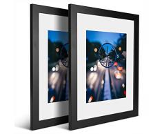 iDecorlife Premium Bilderrahmen 11 x 14 cm Schwarz - 8x10 Bilderrahmen mit Matte oder 11x14 Bilderrahmen ohne Matte - Wandmontage fertig Holz Fotorahmen für 11 x 14 cm oder 8 x 10 Bilder 11x14 schwarz