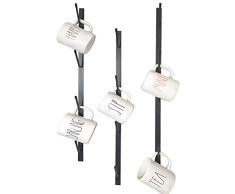 Claimed Corner Metall-Kaffeetasse-Rack - Vertikale Wand befestigte Speicheranzeige Organizer Haken für Kaffeetassen, Tee-Schalen, Maurer-Gläser und vieles mehr. 27 Matt-schwarz