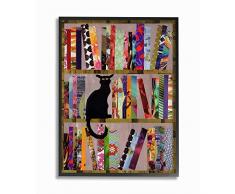 Stupell Industries Bücherregal, Katze, Collage, modernes Design, Mehrfarbig