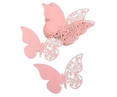 Haimoburg 100 Stück Schmetterling Hochzeit Party Tischnummern Name Tischkarten Wein Glas Tasse Dekoration Wandaufkleber Aufkleber für Hochzeit Party Gastgeschenke Rose