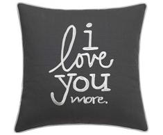 adecor Kissenbezüge Love You Love You More Kissen bestickt Kissenbezüge Love Überwurf Kissen Paar Hochzeit Jahrestag Geschenk P353, baumwolle, Love U More(grey), 18X18