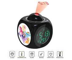 Wecker Projektion LED Display Zeit Digital Kinder weiß und schwarz Wecker Sprechende Stimme Prompt Thermometer Schlummerfunktion Schreibtisch schwarz