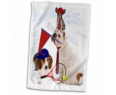 3dRose Handtuch Bulldog, Papillon und Beagle, für jeden Hundeliebhaber, der EIN Sport- oder Tennis-Fan, Mehrfarbig, 38,1 x 55,9 cm