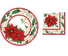 Amscan Papier-Teller und Servietten, Weihnachtsstern, Rot, 20 Stück