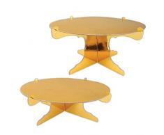 Beistle 53785-GD Tortenständer aus metallischem Karton, 2 Stück, für Geburtstagsparty, Hochzeitstag, Feier, Dessertteller, 10,2 cm und 15,2 cm x 31,8 cm, Gold