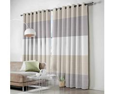 Sodika Ösenvorhang-Set, Raumdeko, Vorhänge für Wohnzimmer, Esszimmer, Schlafzimmer – grau und weiß gestreift, je 101,6 x 213,4 cm, Set von 2 Paneelen