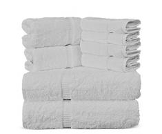Luxus Spa- und Hotel Qualität Premium Türkisch 8 Stück Handtuch-Set (2 x Duschtücher, 2 x Handtücher, 4 x Waschlappen), baumwolle, weiß, 8 Pieces Towel Set