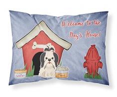 Caroline s Treasures bb2842pillowcase Hund House Collection Shih Tzu schwarz weiß Stoff Kissenbezüge, Standard, Multicolor