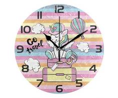 Mr.XZY Niedliche Einhorn-Wanduhr für Badezimmer, Cartoon-Muster, 22,9 cm, runde Wanduhr, Acryl, geräuschlos, kein Ticken, für Wohnzimmer, Küche, Schlafzimmer 2010686 One Size 2010687