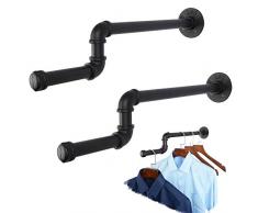AddGrace 2 Stück 48,3 cm industrielle Metallrohre Wandmontage Kleidung Kleiderschrank Organisation Einzelhandel Display schwarz 19-Inch Matte Black