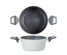 H&H 733758 Gourmet Alessandro Borghese Stielkasserolle, Antihaftbeschichtung, 20 cm, Induktion, Aluminium