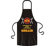 RAHMENLOS Grillschürze Grillregel Nr. 3 Vertraue nie einem schlanken. schwarz, 100% Baumwolle, Universalgröße für Erwachsene.