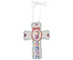 COSMOS 2038 feines Porzellan betendes Mädchen Kreuz Figur, 7–1/2 Zoll