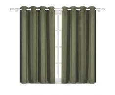 Luxuer Tülle Vorhang Panels Drapes Blackout Thermo Isoliert für Zimmer Set von 2 Panels 132,1 cm 52x63 olivgrün