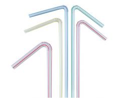 Decor Service Trinkhalme flexibel, Polypropylen (PP), Bunt, 24 x 0,5 cm