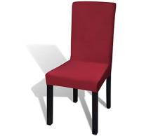 vidaXL 130379 6X Stuhlhussen Bordeaux Universal Stretchhusse Stretch Stuhlbezug Husse, Gewebe, Geeignete Rückenlehne-Höhe: 46-55 cm