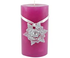 Magic Candle World Candles Lotus Stumpenkerze. Handbemalte Sterne mit Kristallen verziert. Winterkerze, Advent, Adventskranz, Weihnachts Deko.