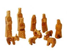 Carver s Art, LLC groß oliv Holz Krippe 12 PCS mit 3D-Tiere