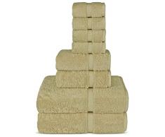 TURKUOISE TURKISH TOWEL Türkisches türkisches Handtuch-Set aus türkischer Baumwolle, umweltfreundlich, 2 Badetücher, 2 Handtücher, 4 Waschlappen, 8 Stück Treibholz-Braun