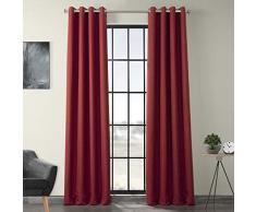 HPD BOCH-LN1851-120-GR Vorhänge mit Ösen, aus Leinen, 50 x 120 cm, Kardinal