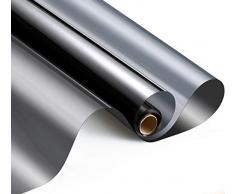 HooTown Fensterfolien, Tönungsfolie mit Wärmeregulierung, Sichtschutzfolie, für Zuhause, kein Kleber und kein Klebstoff 17.7 In x 6.5 Ft Silber, schwarz