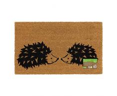 JVL Fußmatte aus Kokosfaser, umweltfreundlich, Tiermotiv, mit Latex-Rückseite, Igel-Design, braun, Einheitsgröße