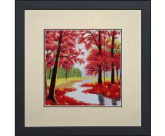 King Silk Art 100% Handgefertigt Stickerei Feng Shui Japanischer Ahorn Blätter Forest Chinesische Print Landschaft Gemälde Geschenk Orientalische Asiatische Art Wand Décor Artwork Tapisserie Aufhängen Bild Galerie 37017 37110 37033 37216