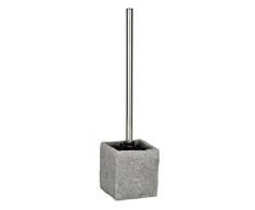 Wenko WC-Garnitur Granit, hochwertiger Bürstenhalter aus Kunststoff in Stein-Optik, inklusive Toilettenbürste, 10 x 39 x 10 cm, grau