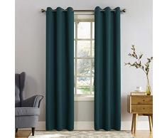 Sun Zero Durchsichtiger Vorhang mit Schlaufen 40 x 63 Panel blaugrün