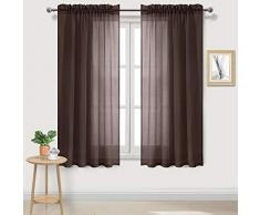 DWCN Sheer Gardinen Leinenoptik Stange Pocket Wohnzimmer Vorhänge Set 2 Stück Fenstervorhänge 52 x 63 inch braun
