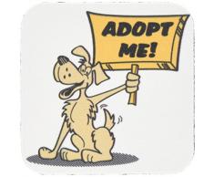 3dRose CST_117503_1 Retro Style Cartoon Hund hält Adopt Me Zeichen Haustier Adoption Cartoon Weiche Untersetzer Set von 4