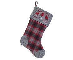 Boston International Weihnachtsstrumpf, Flanell, Hirsch an Manschette