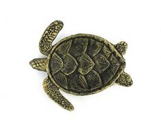 Hampton Nautical Handarbeit Maritimes Dekor Gusseisen Meer Schildkröte Deko-Schale, Gold, 18 cm