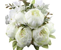 leagel Fake Blumen Vintage Pfingstrosen, künstlich, Seide, Blumen Blumenstrauß Hochzeit Home Dekoration, 1 Stück weiß