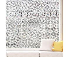 Inchoispace 3D Sichtschutzfolie, Nicht klebend, Milchglas-Aufkleber, UV-Schutz, Dekoration für Badezimmer, Duschtür, Zuhause, Büro, Fenster, 44 x 200 cm 17.7x78.7 01