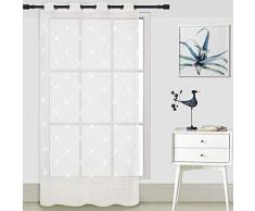 ForenTex B-0581 Florales Dekoschal für Fenster/Türen, Polyester, Weiß, 145 x 260 cm