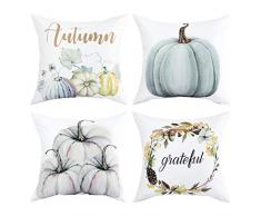 BLEUM CADE Set von 4 dekorativen Kissenbezügen, Kissenbezügen, Sofakissen, für Zuhause, Büro, Auto, Sofa, 45,7 x 45,7 cm 18 x 18-Inch Blue-Gray