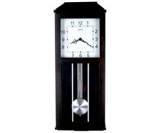 JUSTIME Moderne Wanduhr mit Pendel aus Holz, 61 cm, mit stündlichem Westminster-Ton und Strike, Night Off Modern Piano Black