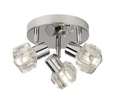 Lighting Collection Traditionelle Deckenleuchte, 3 Lampen, G9, rund, mit Glasschirmen, Chrom