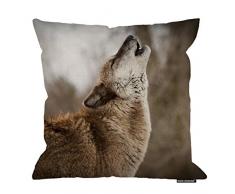 HGOD DESIGNS Kissenbezug, witziges Wildtier-Wolf-Schrei Baumwolle Leinen Polyester Dekorative Home Decor Sofa Schreibtisch Stuhl Schlafzimmer 40,6 x 40,6 cm 18x18 Inch A11-0137