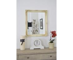 MirrorOutlet Wandspiegel, antiker Shabby-Chic-Stil, 61 x 51 cm, Weiß