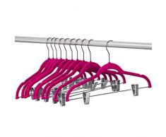 Home It Kleiderbügel mit Clips, Rosa, Samt-Kleiderbügel – hergestellt für Rockbügel – Kleiderbügel – Hosenbügel – Ultra dünn rutschfest