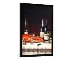 Gerahmtes Bild von Max Schödl Stilleben, Kunstdruck im hochwertigen handgefertigten Bilder-Rahmen, 70x100 cm, Schwarz matt