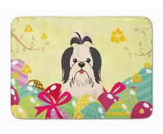 Carolines Treasures Fußmatte, Ostereier, Shih Tzu, Schwarz, Weiß, maschinenwaschbar