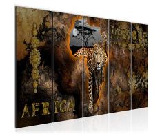 Bilder Afrika Wandbild 150 x 60 cm Vlies - Leinwand Bild XXL Format Wandbilder Wohnzimmer Wohnung Deko Kunstdrucke Braun 5 Teilig - MADE IN GERMANY - Fertig zum Aufhängen 022656a