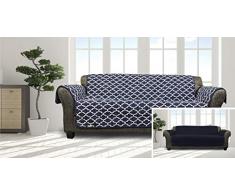Quick Fit Coby Sofabezug, wendbar, wasserabweisend, Mikrofaser, Marineblau, Navy, Loveseat Cover