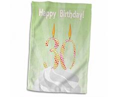 3D Rose Zahl 30 Kerze mit bunten Punkten auf Schlagglasur Happy Birthday TWL_179365_1 Handtuch 38,1 x 55,9 cm